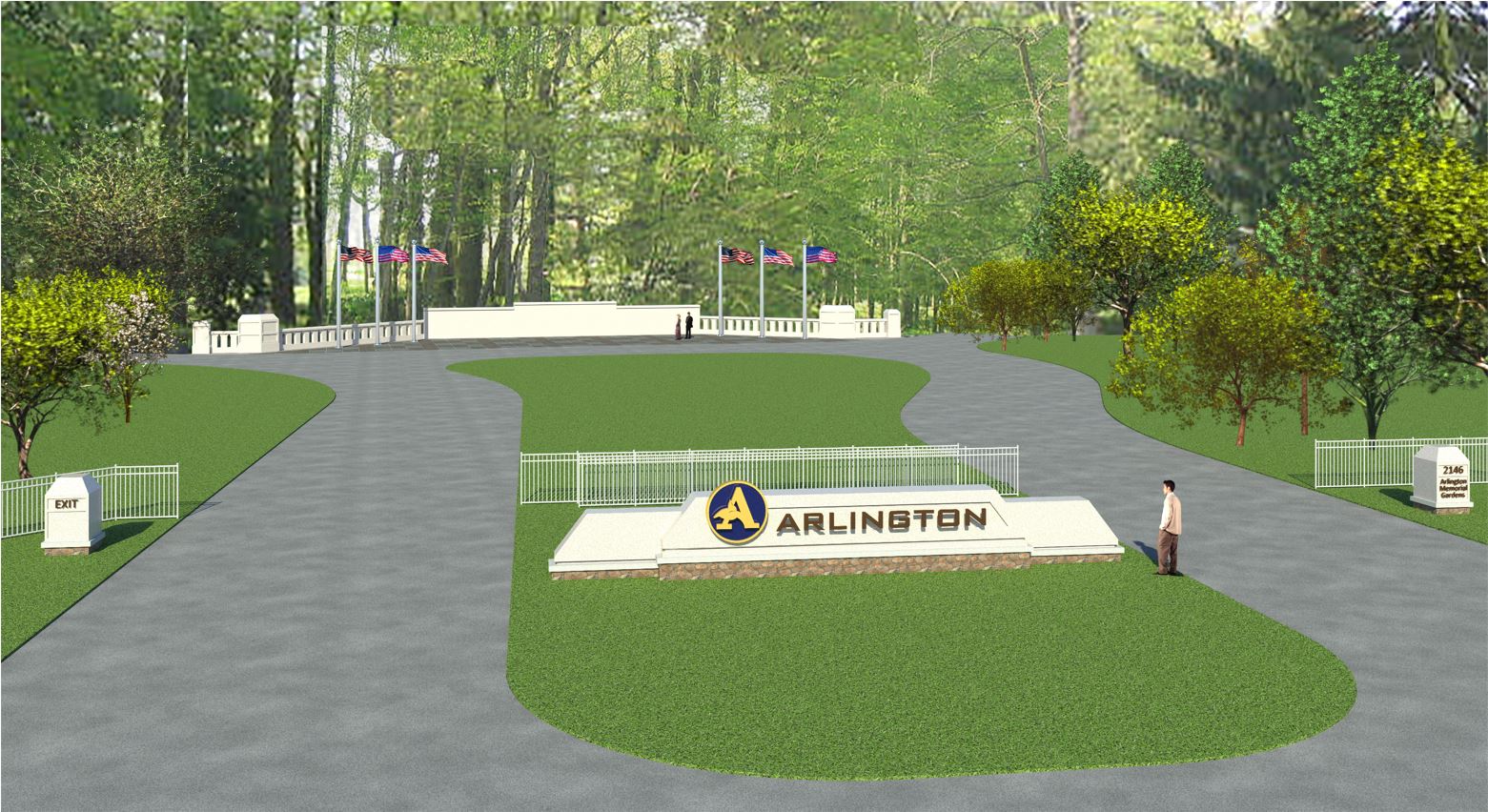 rendering of the Front Entrance of Arlington Memorial Gardens