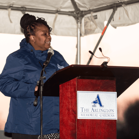photo of Alecia a Funeral Celebrant speaking at a ceremony