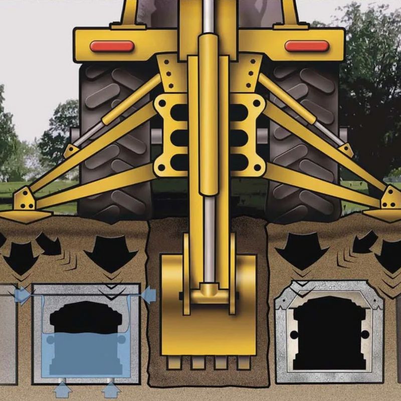 Graphic image representing the difference between a grave vault and a grave liner