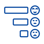 Blue illustration showing levels of happiness