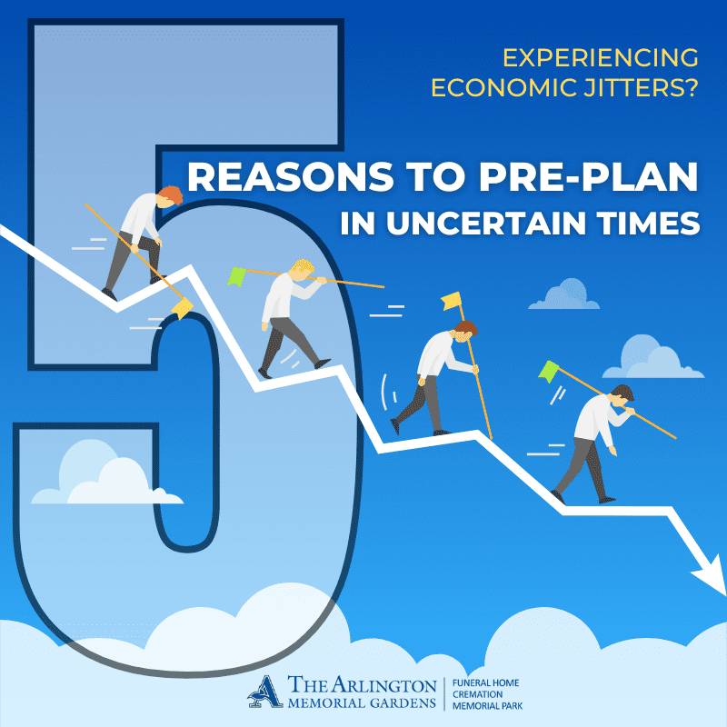 5 Reasons to Pre-Plan graphic for Arlington Memorial Gardens